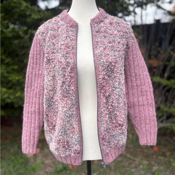 Handcrafted Wool Zip Cardigan Sz Sm/Med - Picture 2 of 8